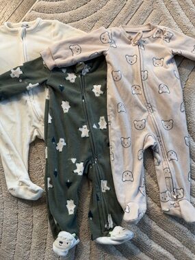 3 piece fleece & velour sleepers 6-9 months